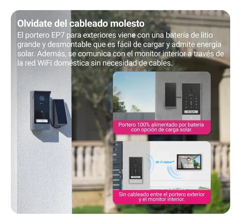 VIDEOPORTERO ELE CTRICO INALAMBRICO EZVIZ EP7 PANEL SOLAR 2K - 3