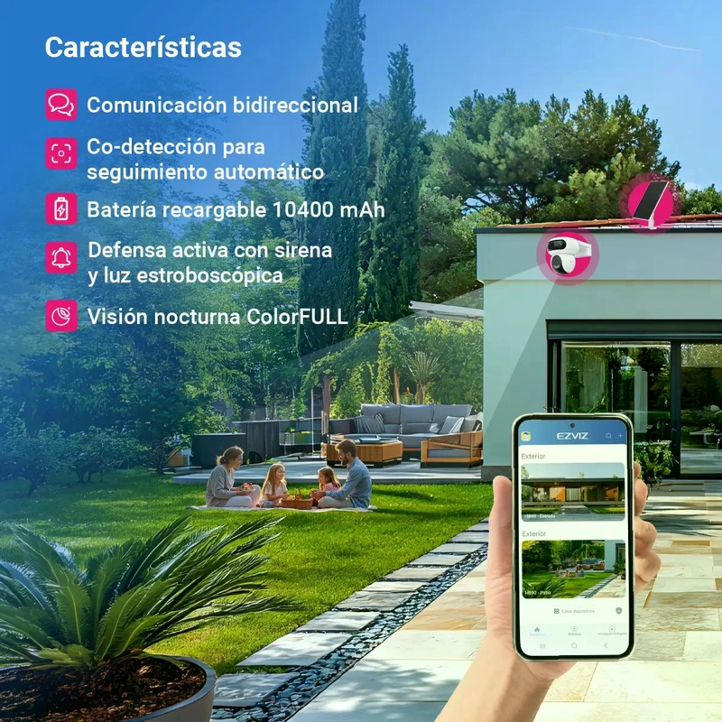 CAMARA SEGURIDAD WIFI DUAL HB90 2K+ CON PANEL SOLAR EZVIZ BLANCO - 2