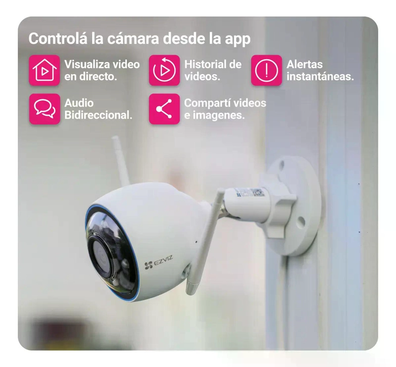 CAMARA SEGURIDAD WIFI H3 3K EZVIZ AI AUDIO LED - 2