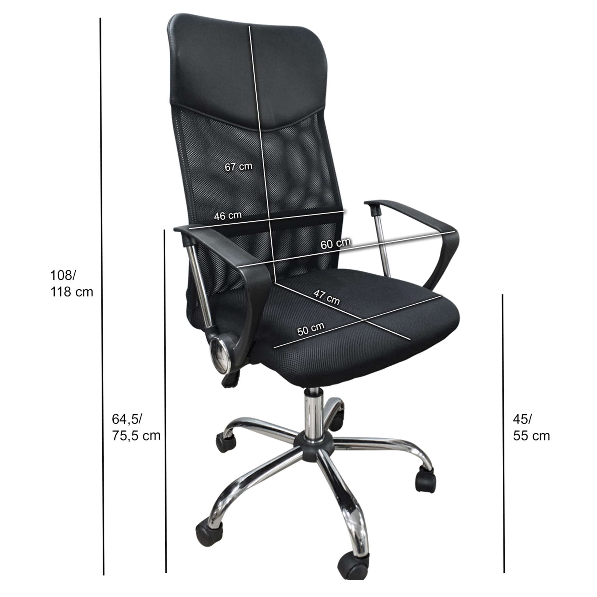 SILLA ESCRITORIO EJECUTIVA MESH NEGRA REFORZADAS 150K - 2