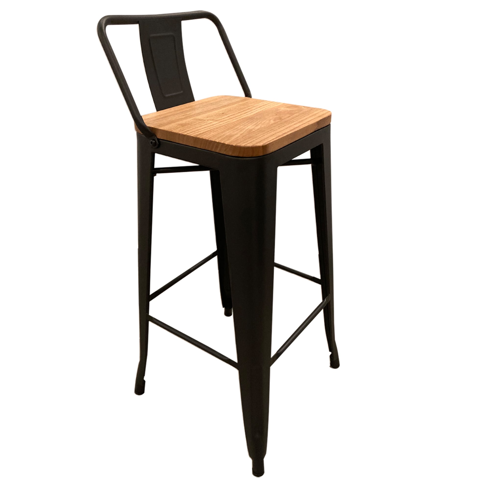 PISO TOLIX RESPALDO BAJO NEGRO MATE C/MADERA CLARA X2 (77H) - 1