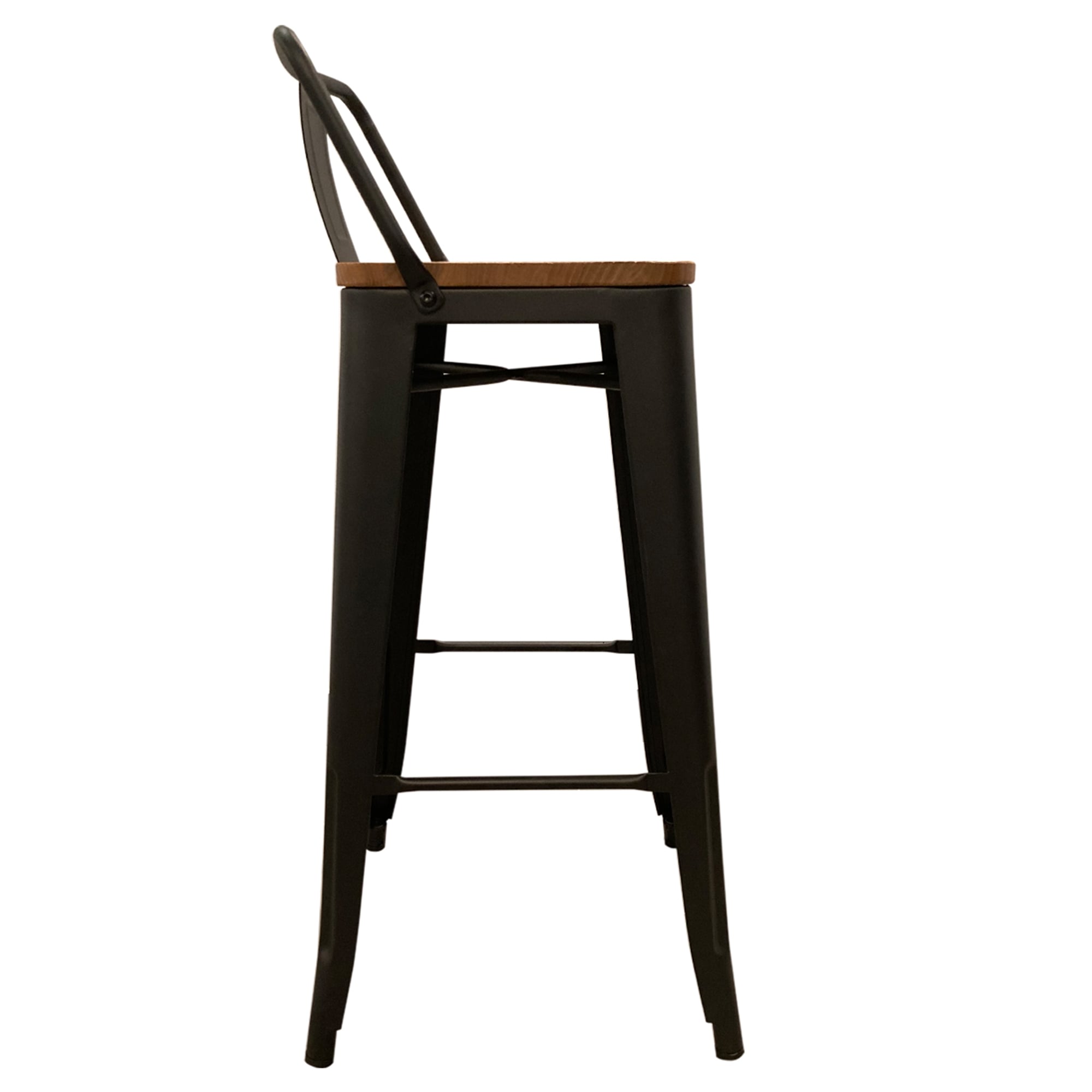 PISO TOLIX RESPALDO BAJO NEGRO MATE C/MADERA CLARA X2 (77H) - 4