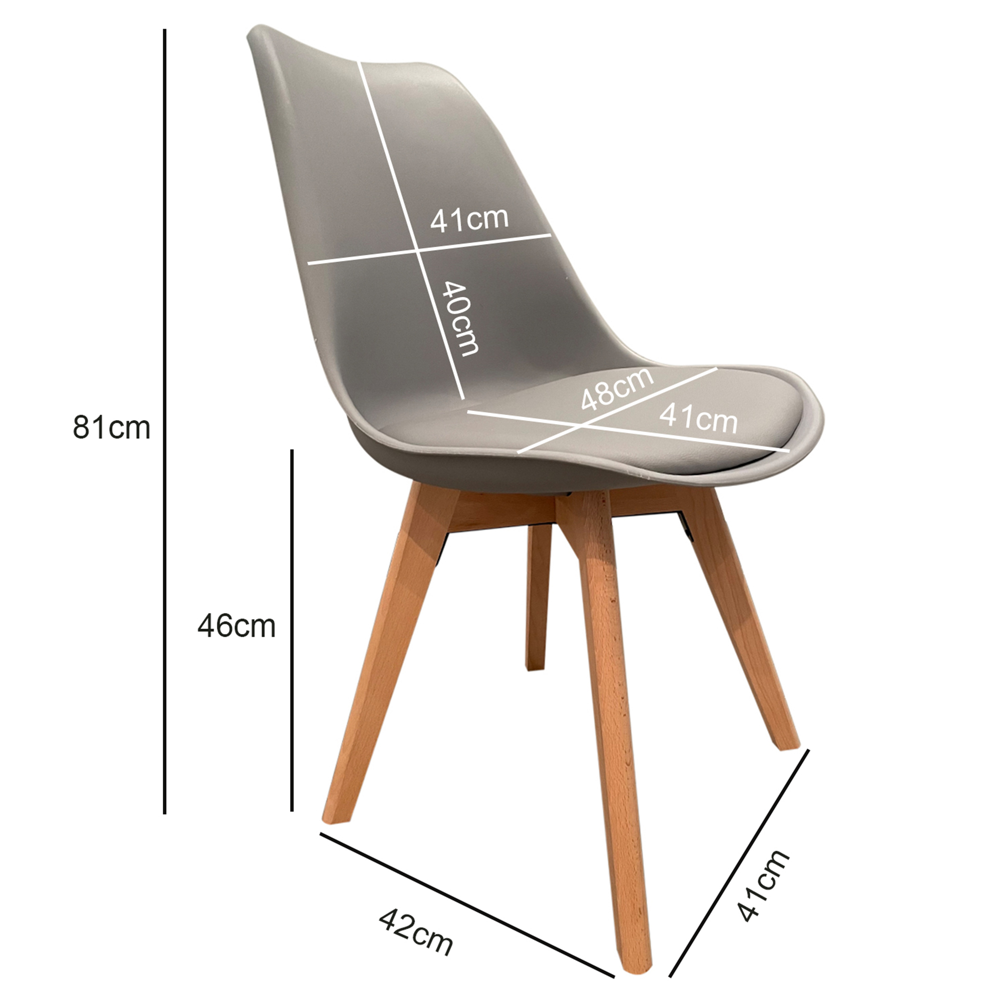 SILLA EAMES TULIP ACOLCHADA REFUERZO METAL GRIS X4 - 2