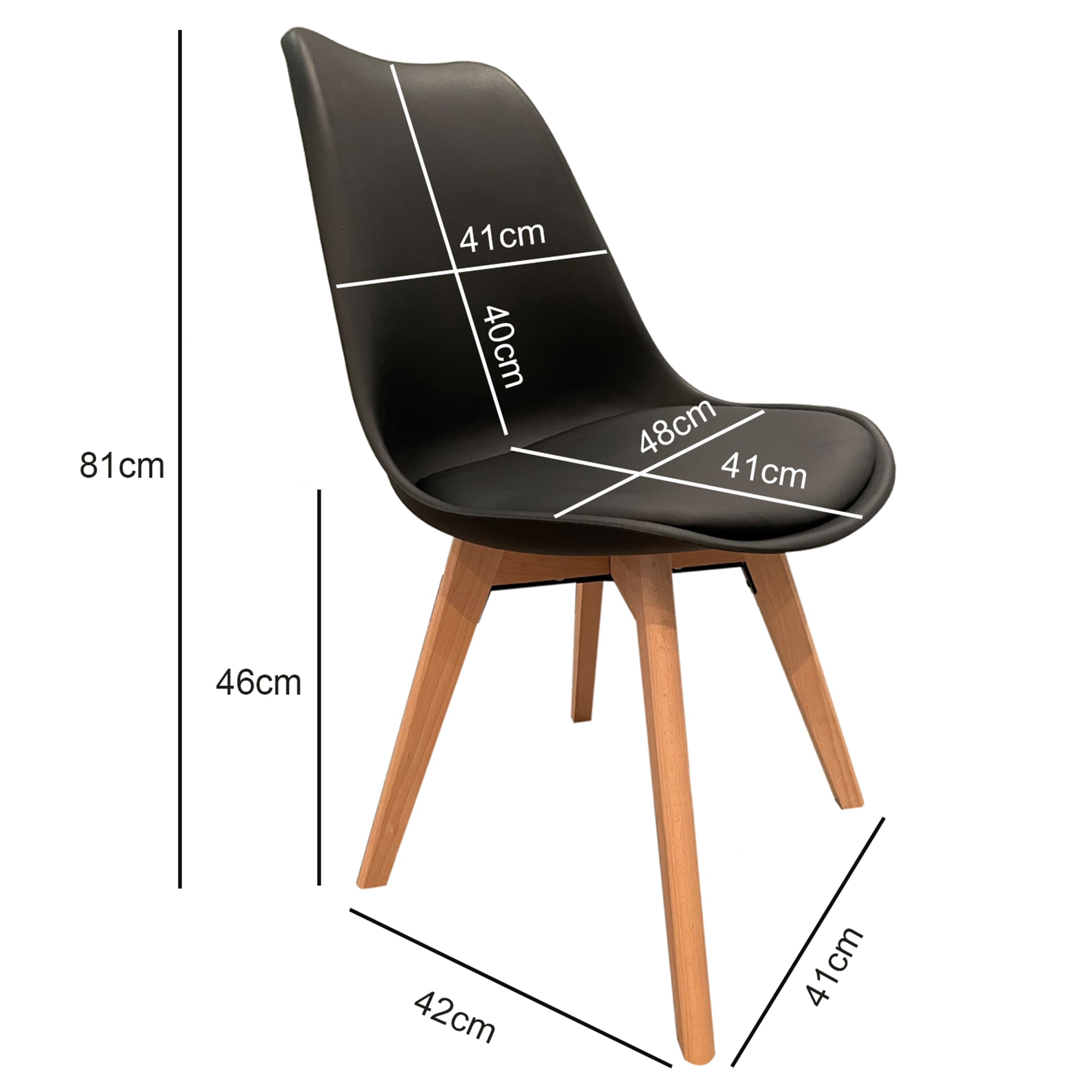 SILLA EAMES TULIP ACOLCHADA REFUERZO METAL NEGRO X4 - 2