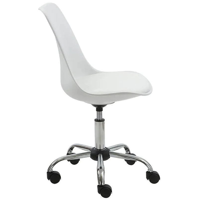 SILLA ESCRITORIO BLANCA 150KG PATAS ACERO CROMADO EXCELENTE - 2