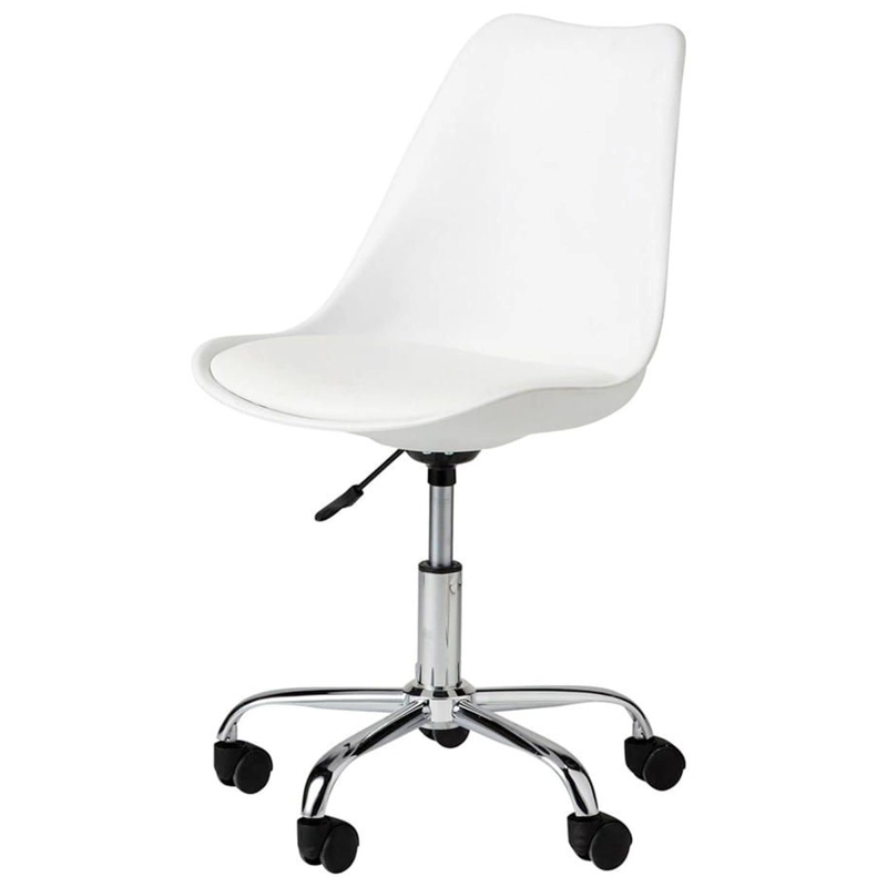 SILLA ESCRITORIO BLANCA 150KG PATAS ACERO CROMADO EXCELENTE - 3