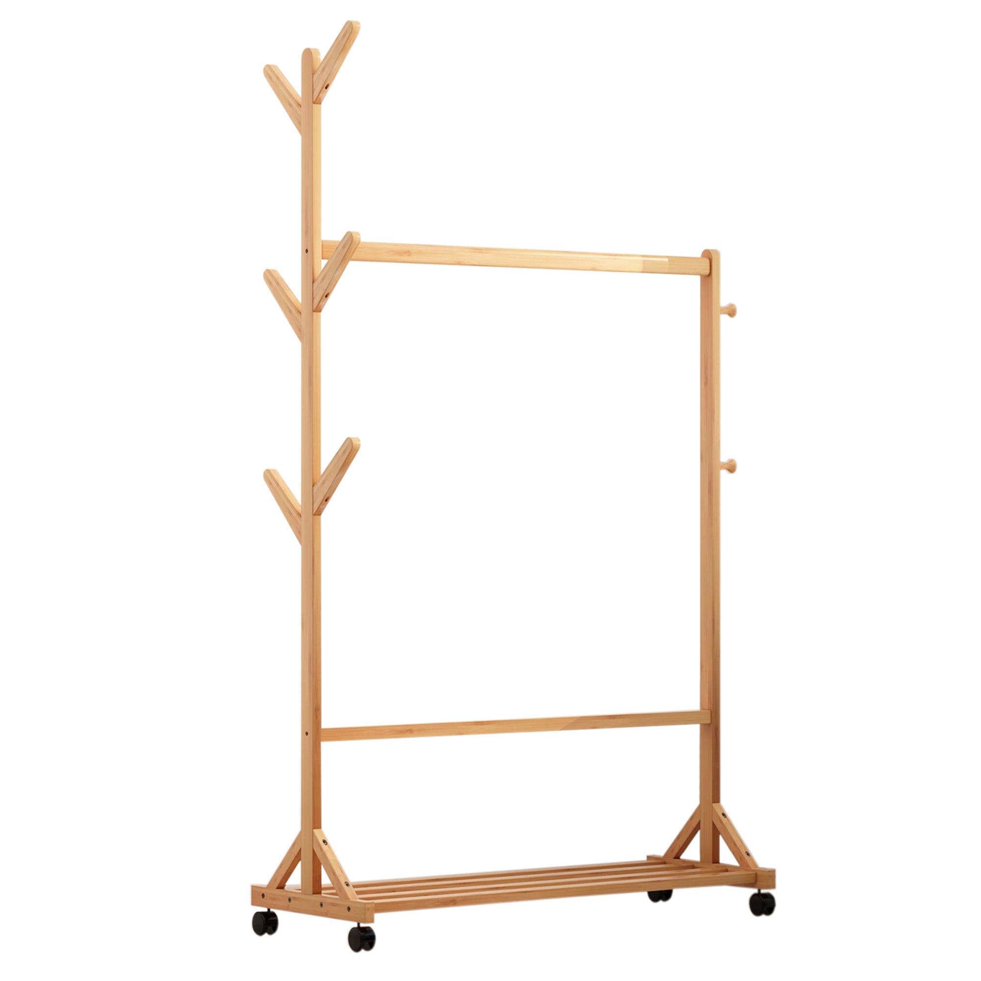 PERCHERO ORGANIZADOR DE MADERA CON RUEDAS 80CM - 3