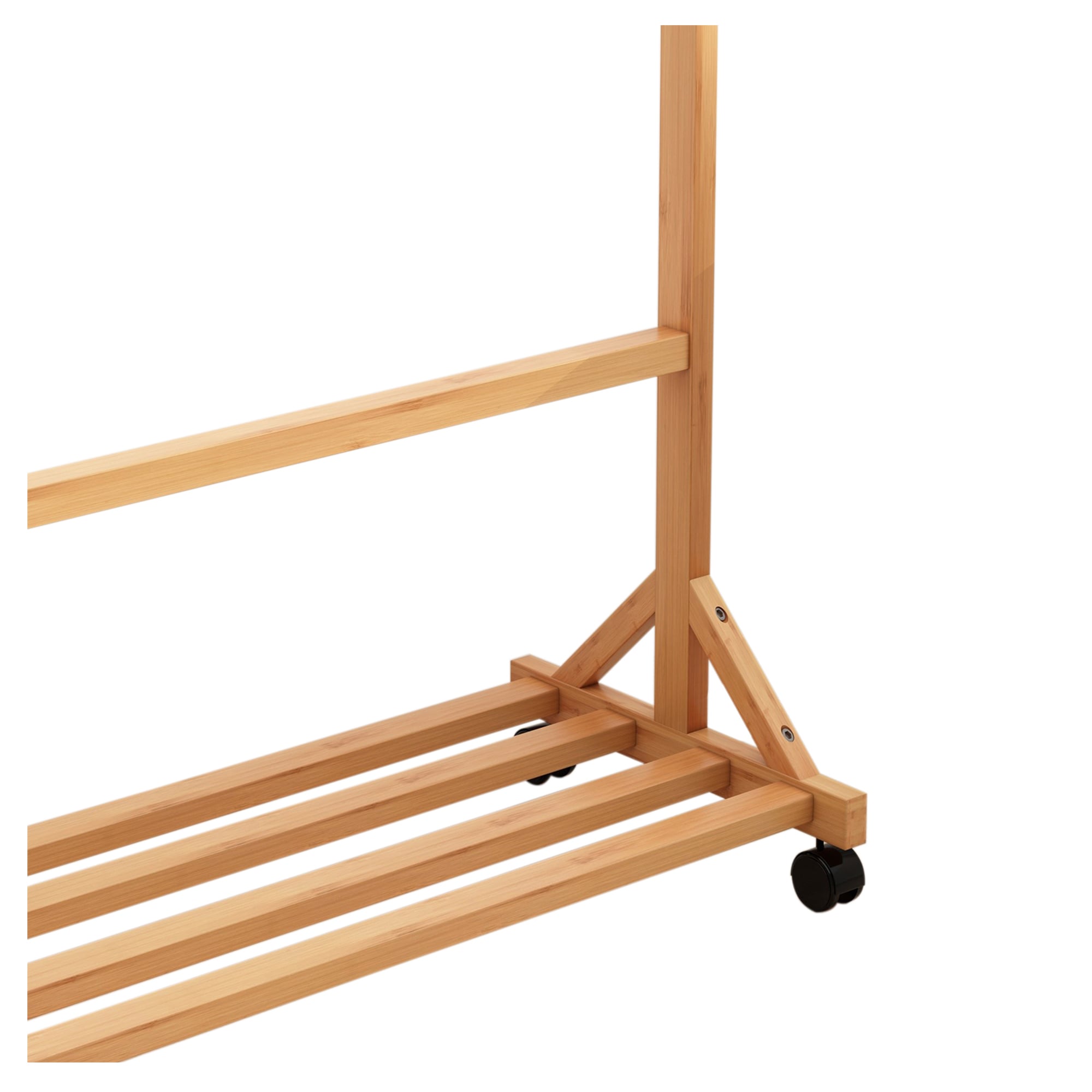 PERCHERO ORGANIZADOR DE MADERA CON RUEDAS 80CM - 4