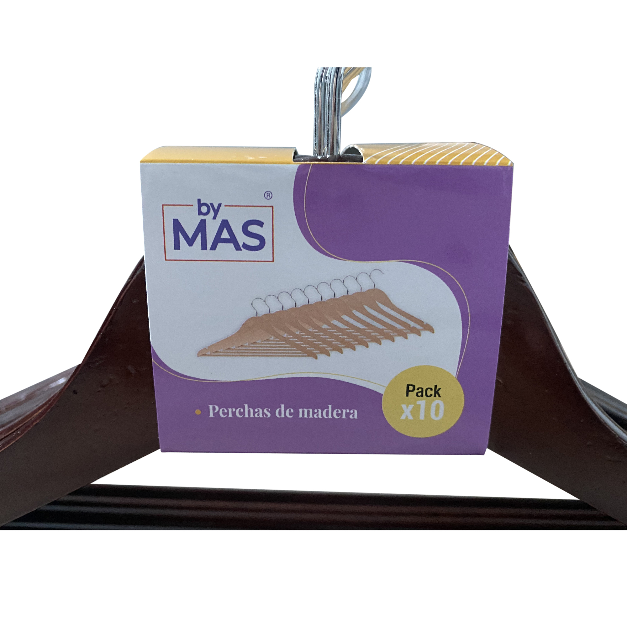 PERCHAS COLGADORES DE MADERA OSCURA LUSTRADA PACK X 50 UNID. - 2