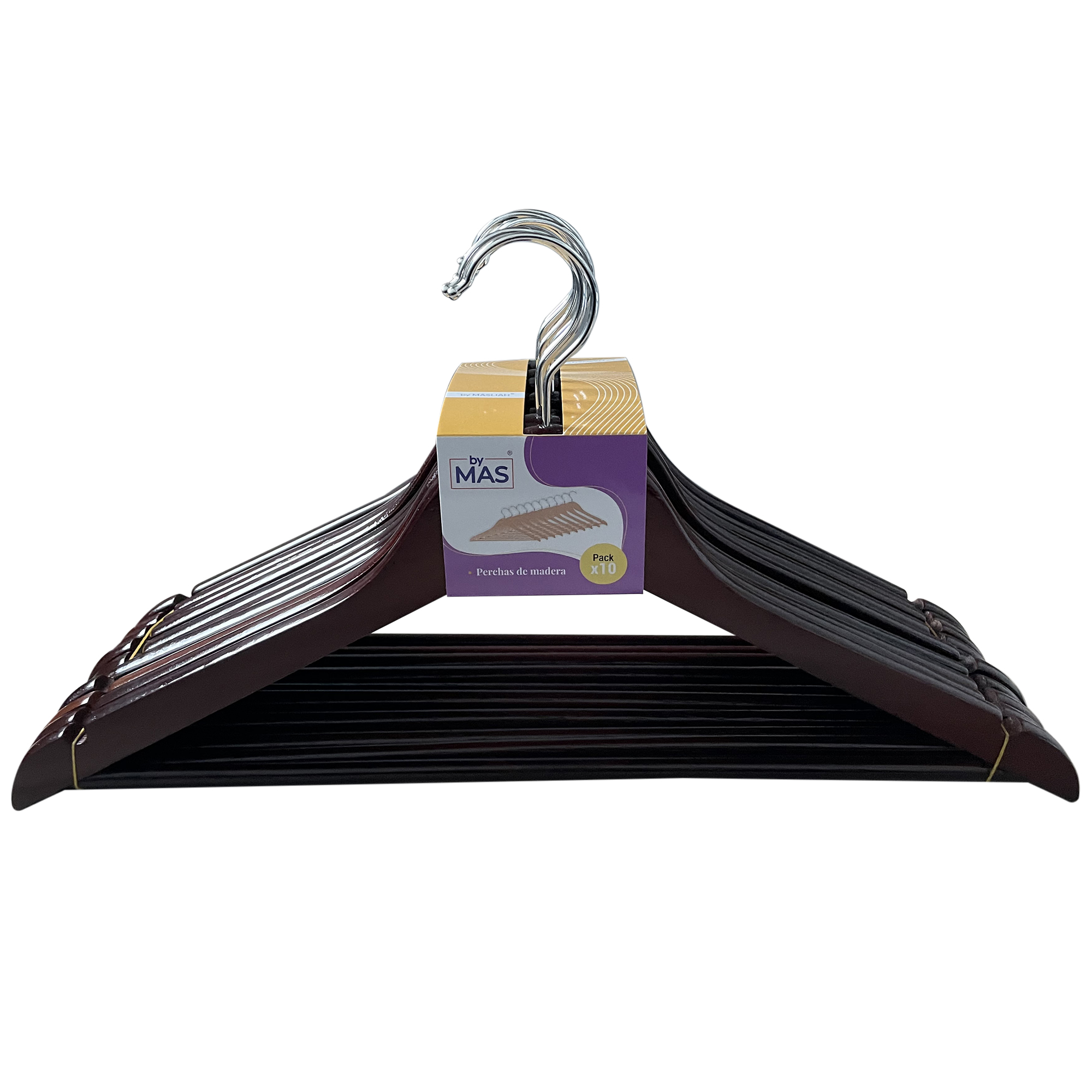 PERCHAS COLGADORES DE MADERA OSCURA LUSTRADA PACK X 20 UNID. - 1