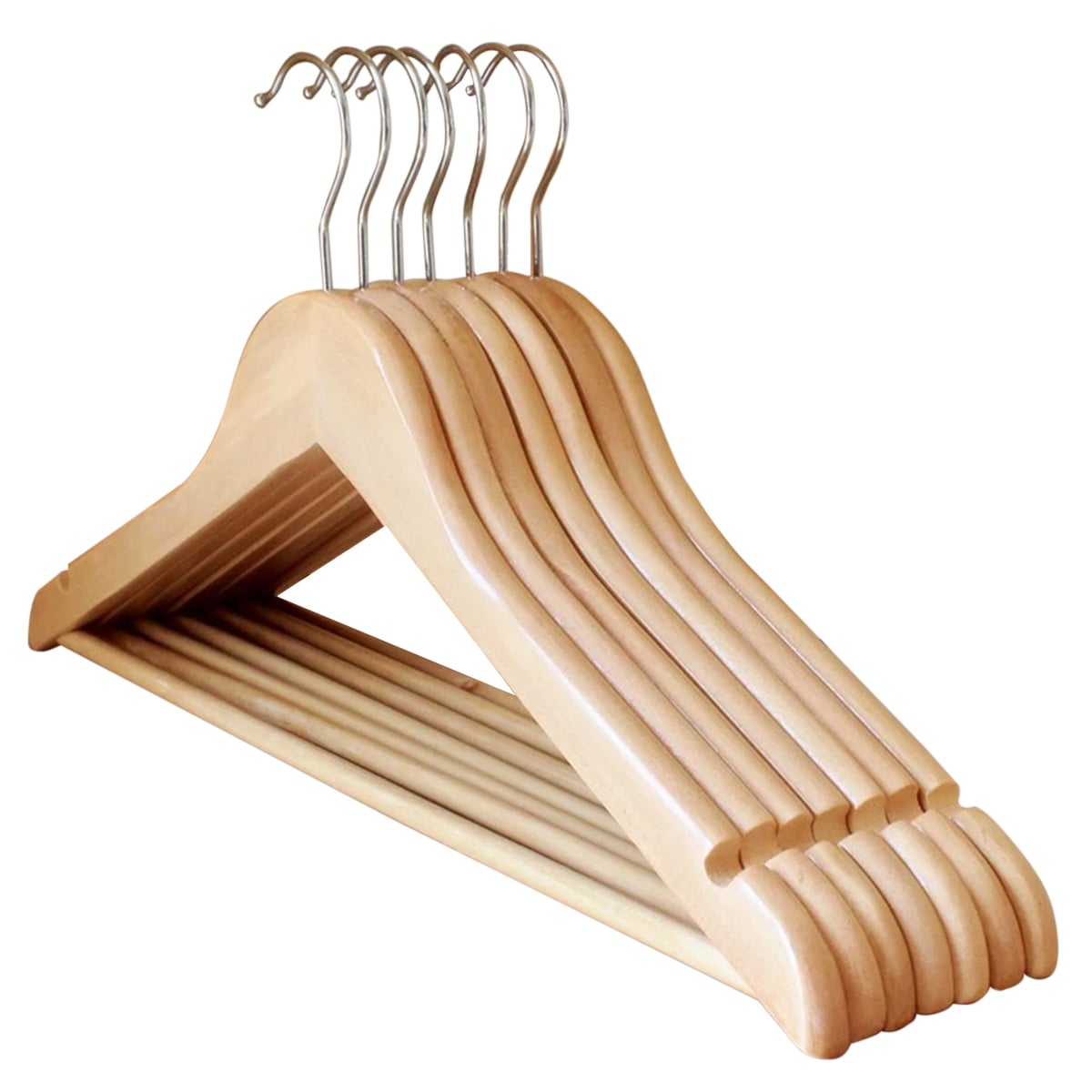PERCHAS COLGADORES MADERA PACK X 20 UNID. NATURAL LUSTRADAS - 1