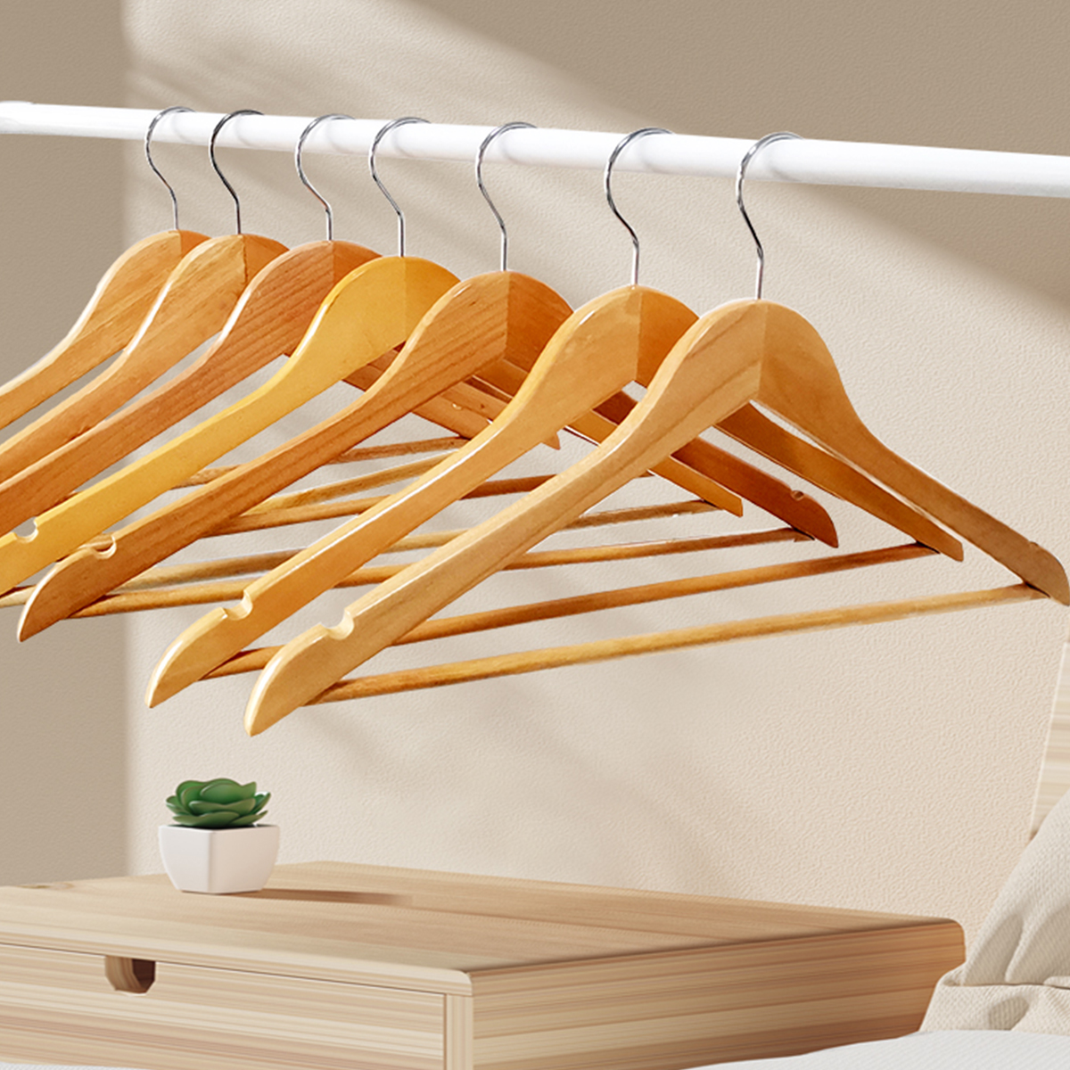 PERCHAS COLGADORES MADERA PACK X 20 UNID. NATURAL LUSTRADAS - 2