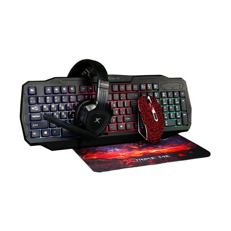 KIT GAMER MOUSE TECLADO AUDIFONOS, PAD MOUSE XTRIKE ME - 1