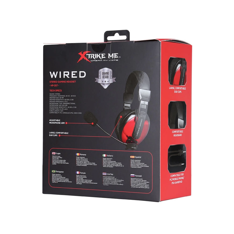 AUDÍFONOS GAMER XTRIKE ME HEADSET HP-307 ROJO CONECTOR JACK 3.5MM - 3