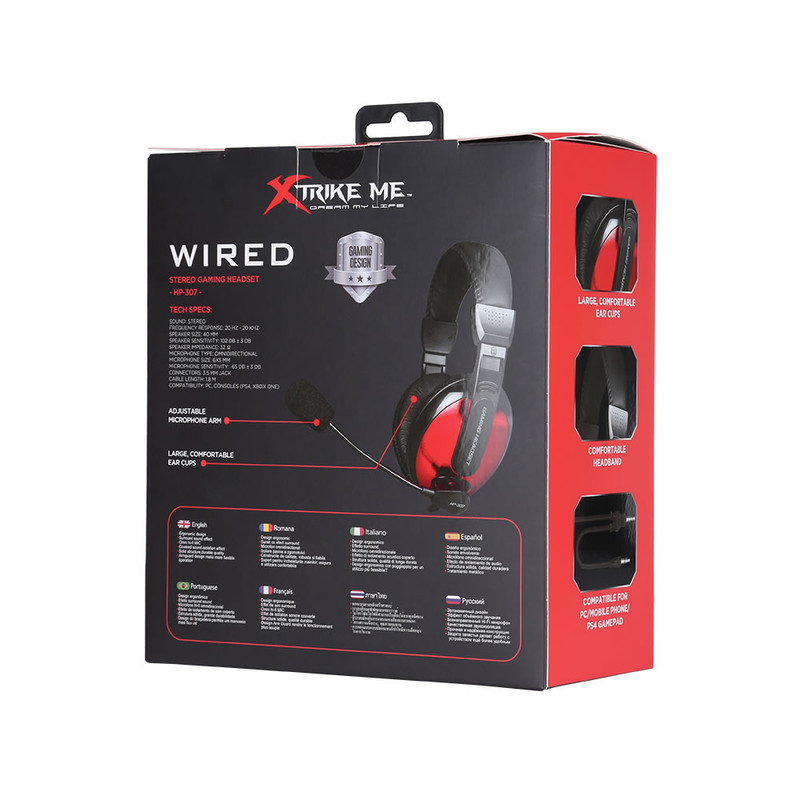 AUDÍFONOS GAMER XTRIKE ME HEADSET HP-307 ROJO CONECTOR JACK 3.5MM - 3
