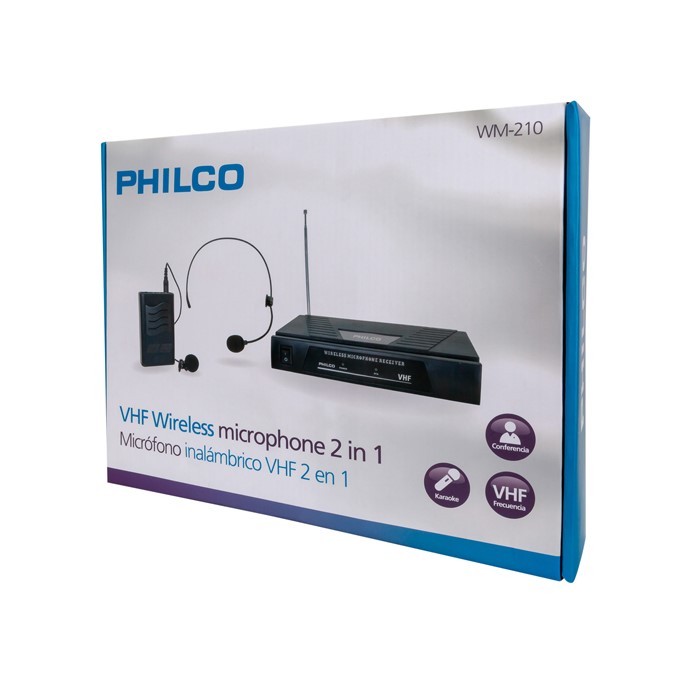 MICRÓFONO PHILCO INALÁMBRICO 2 EN 1 VHF CINTILLO SOLAPA - 2