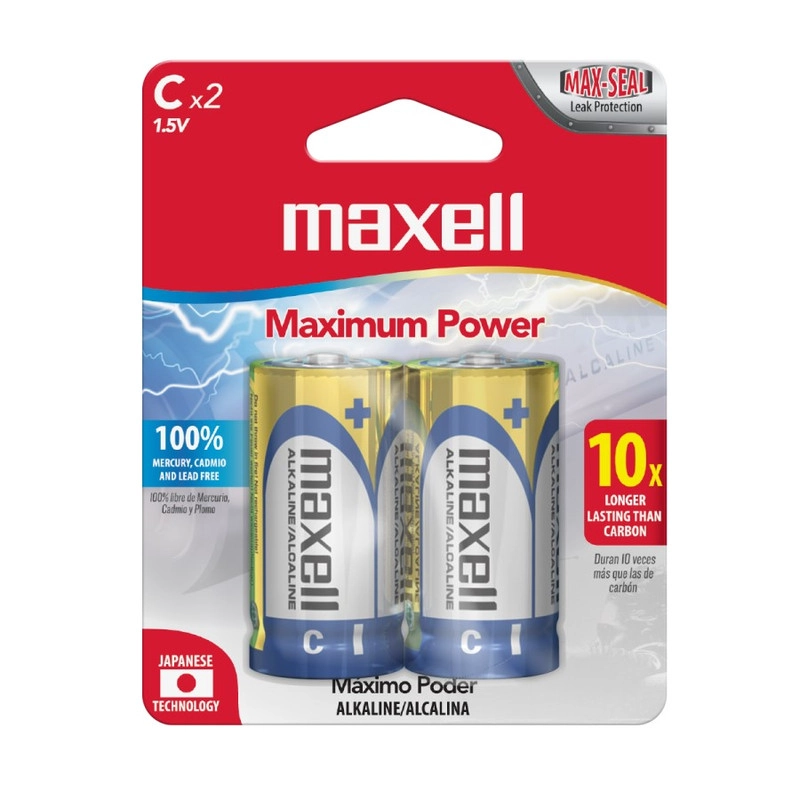 PACK 2 PILAS ALCALINAS TIPO C MAXELL - 1