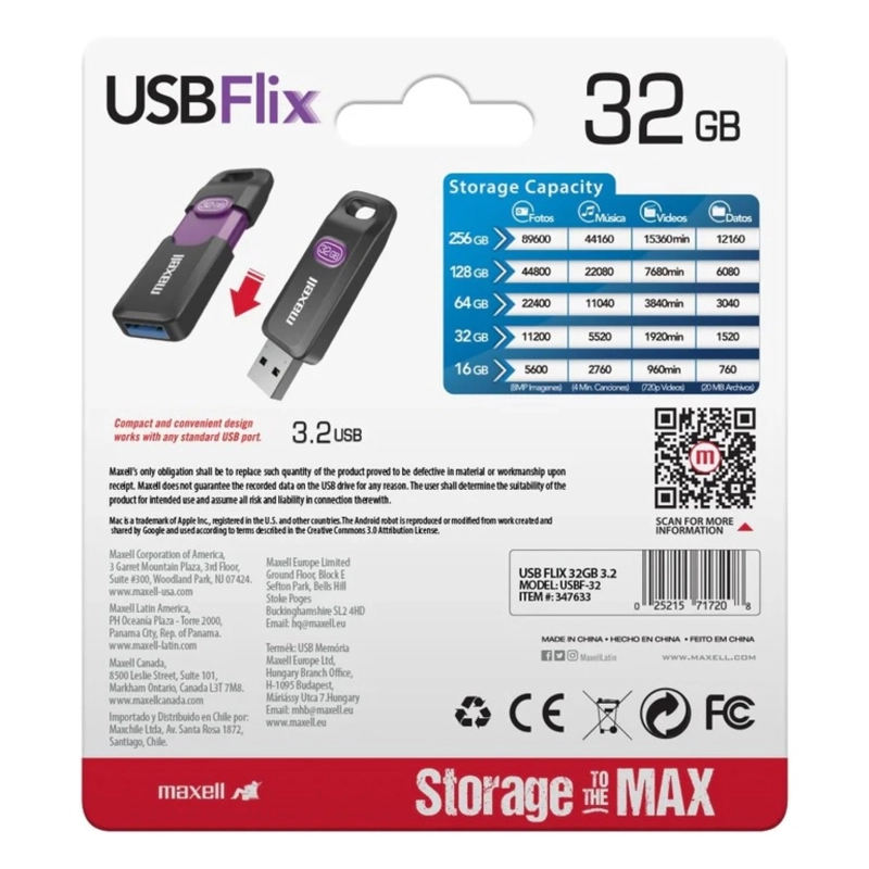 Pendrive 32GB Maxell USBFlix 3.2 - 5