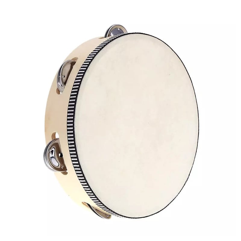 PANDERO HENDRIX MADERA CON PARCHE 8” SONAJAS METAL - 1