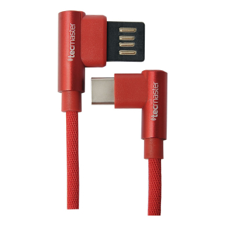 CABLE TECMASTER USB TIPO C TEXTIL 90° ROJO ROJO - 1