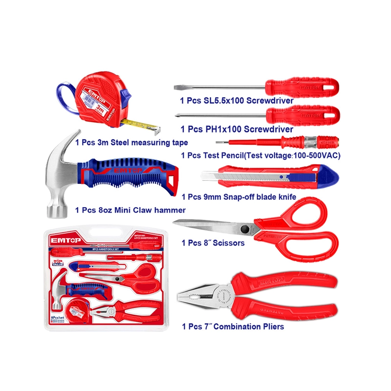 PACK DE 8 HERRAMIENTAS MANUALES EHTS01081 EMTOP - 2