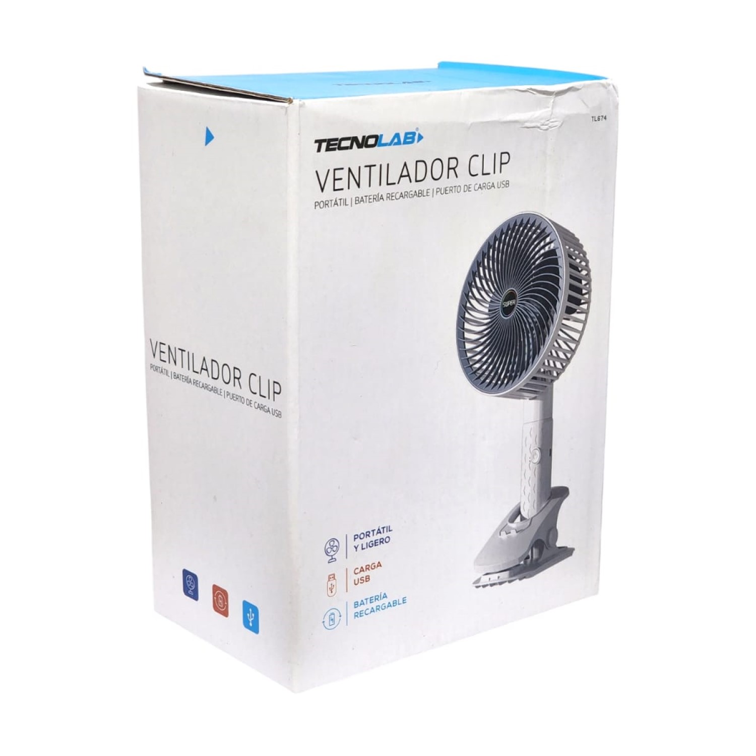 VENTILADOR CLIP PORTÁTIL RECARGABLE TECNOLAB TL674 - 2