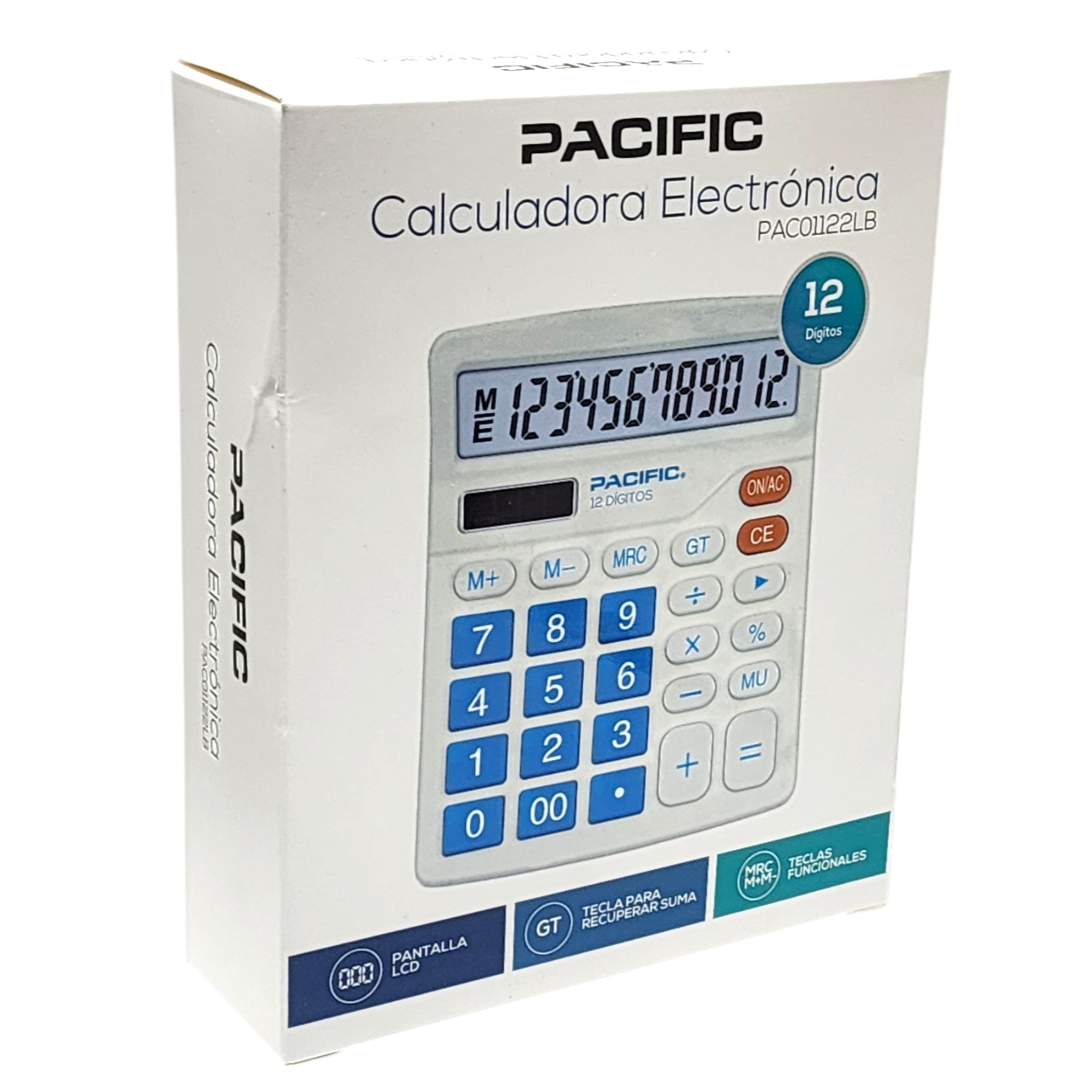 CALCULADORA PACIFIC PAC01122LB CELESTE ELECTRÓNICA 12 DIG - 4