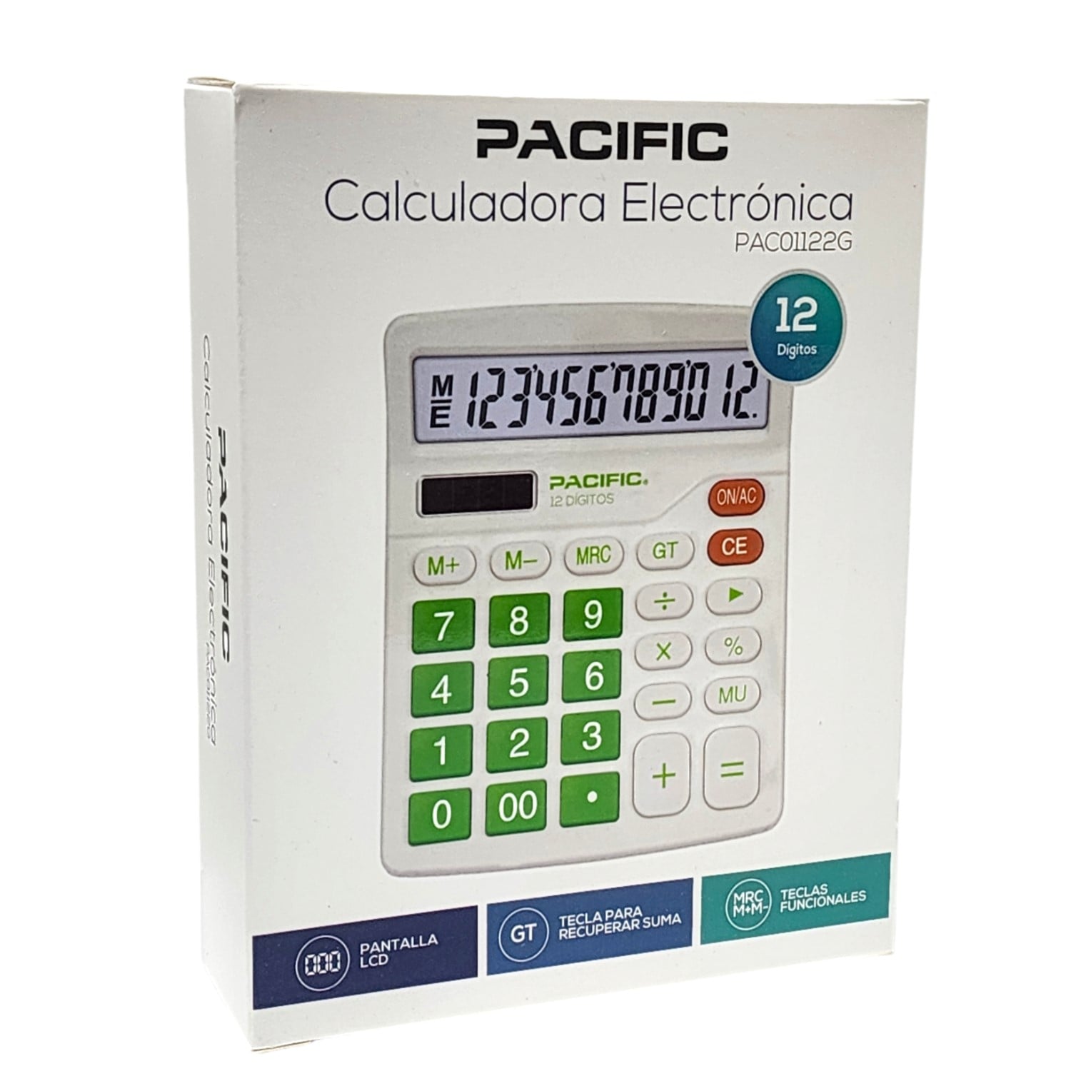 CALCULADORA PACIFIC PAC01122G VERDE ELECTRÓNICA 12 DIG - 3