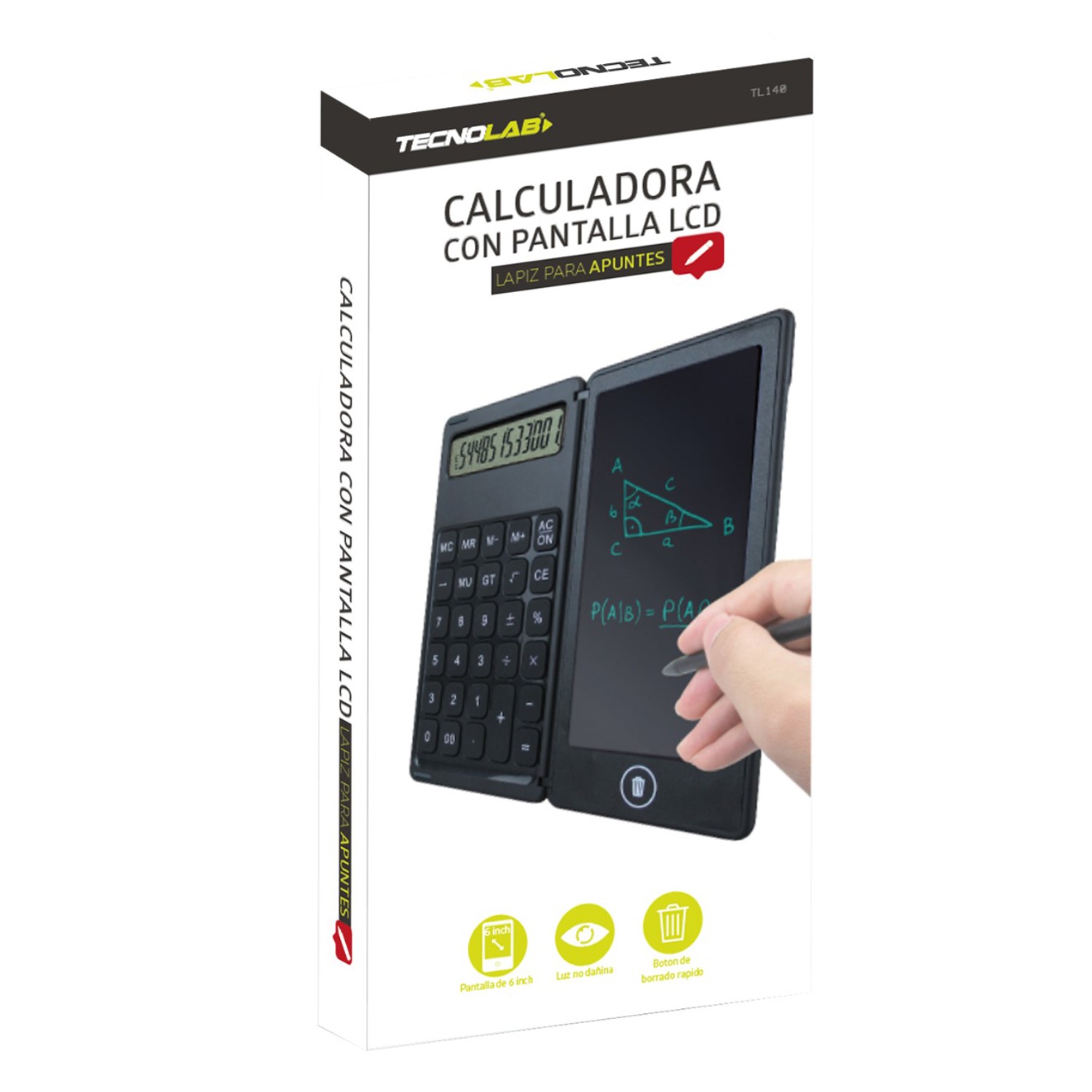 CALCULADORA TECNOLAB TL140 LCD CON PANTALLA ESCRITURA - 5