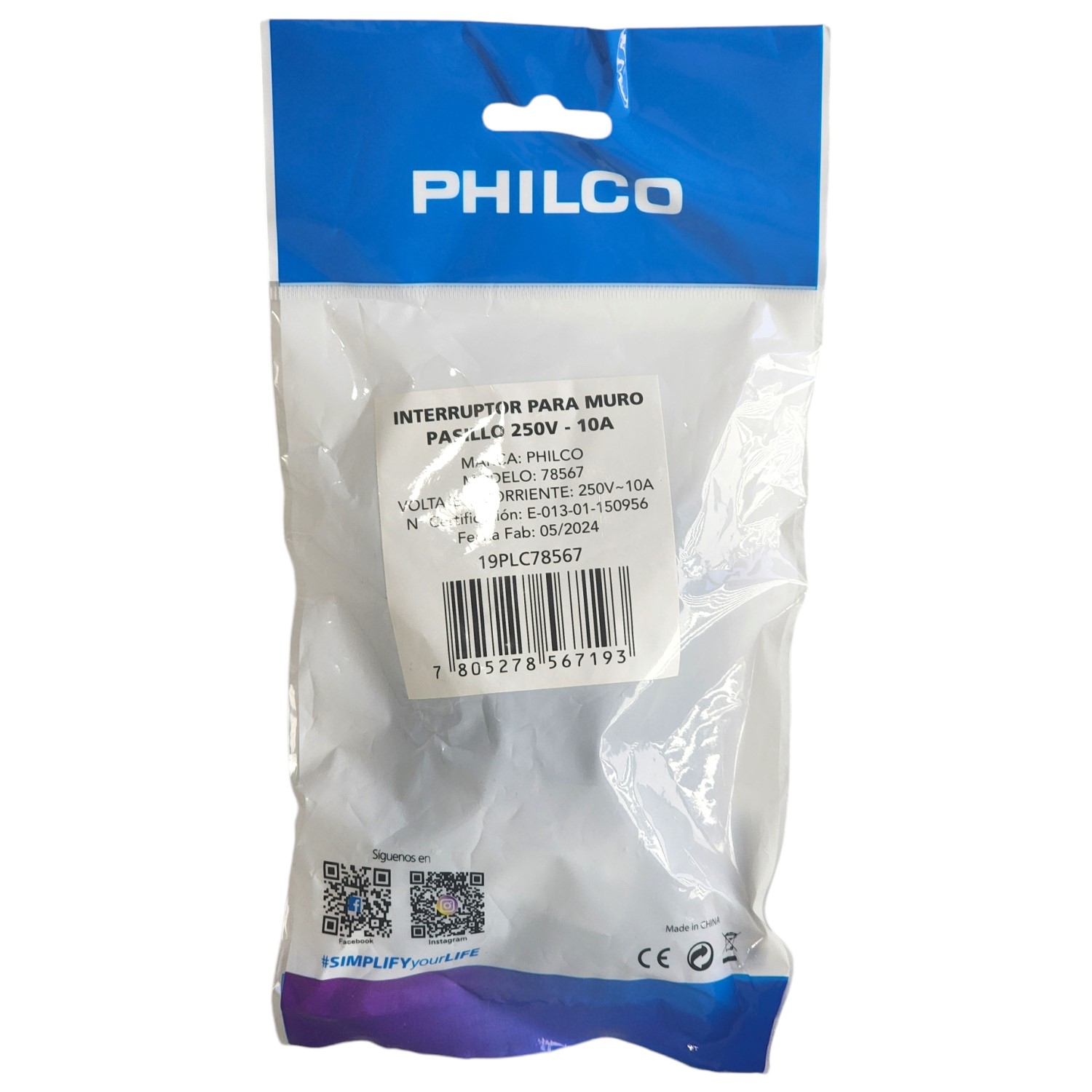INTERRUPTOR PHILCO CONMUTADOR ESCALA O PASILLO 9/24 BLANCO - 4