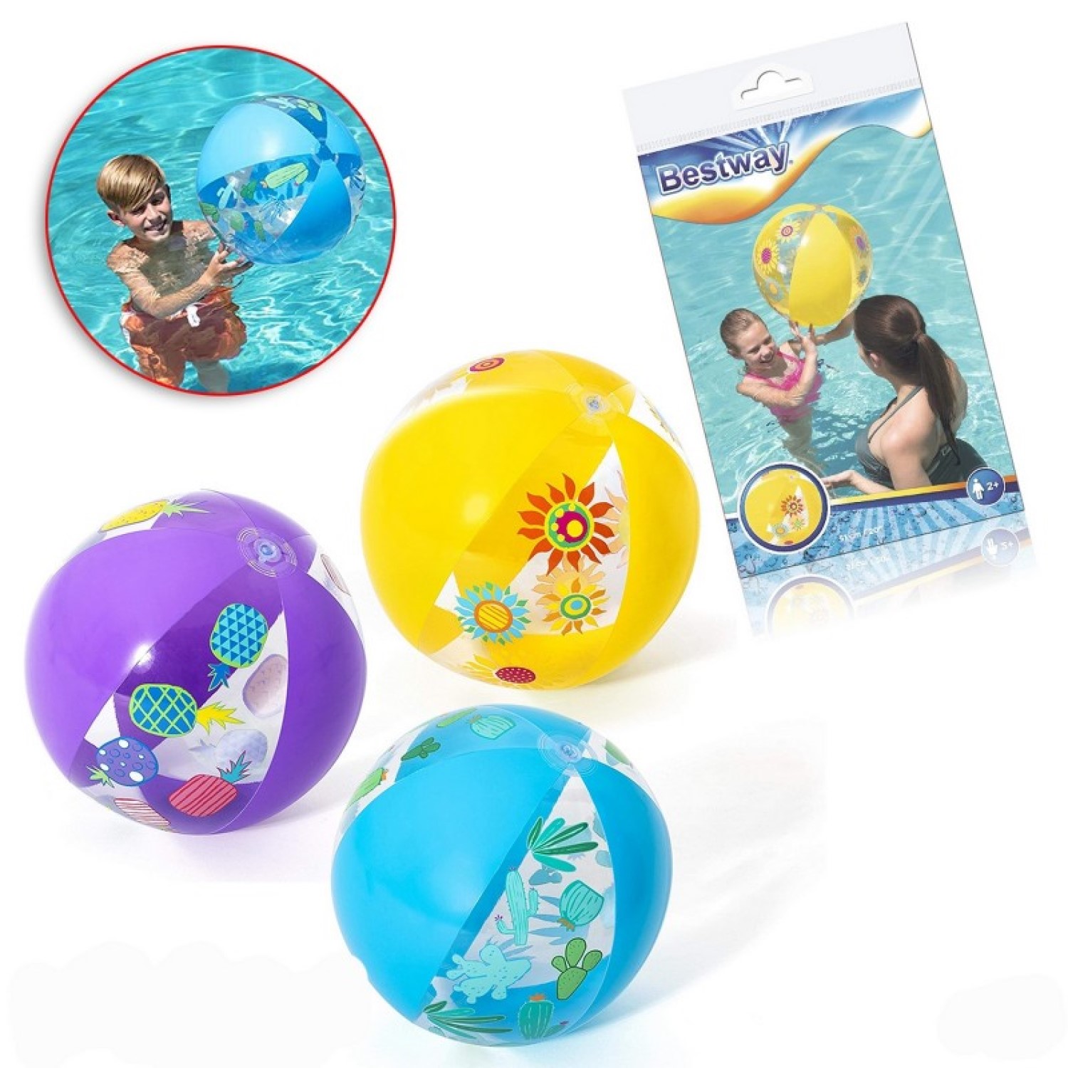 PELOTA INFLABLE BESTWAY 31036 PLAYA SPLASH 51 CM AMARILLA - 4