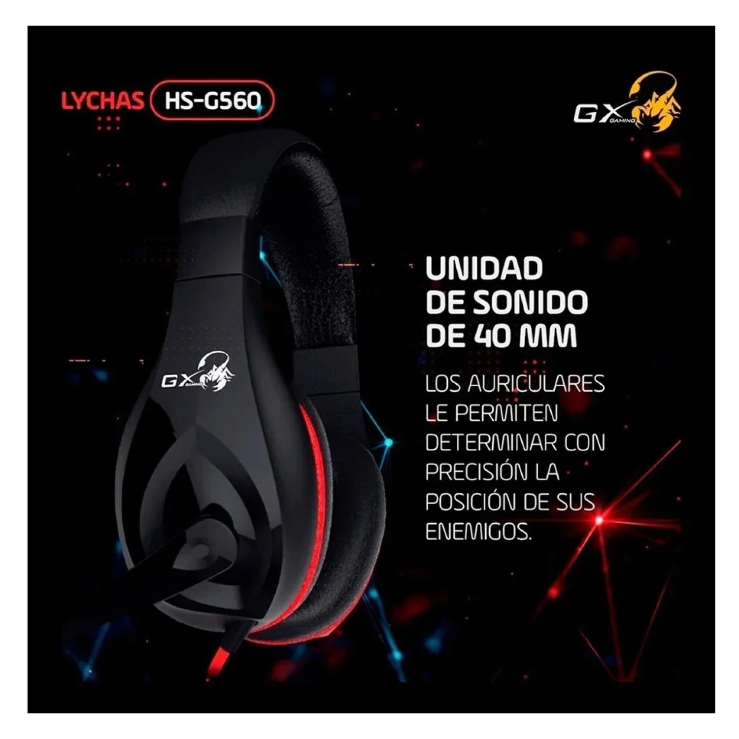 AUDÍFONOS GAMER CABLE 2MT JACK 3.5 HEADSET HS-G560 GENIUS - 5