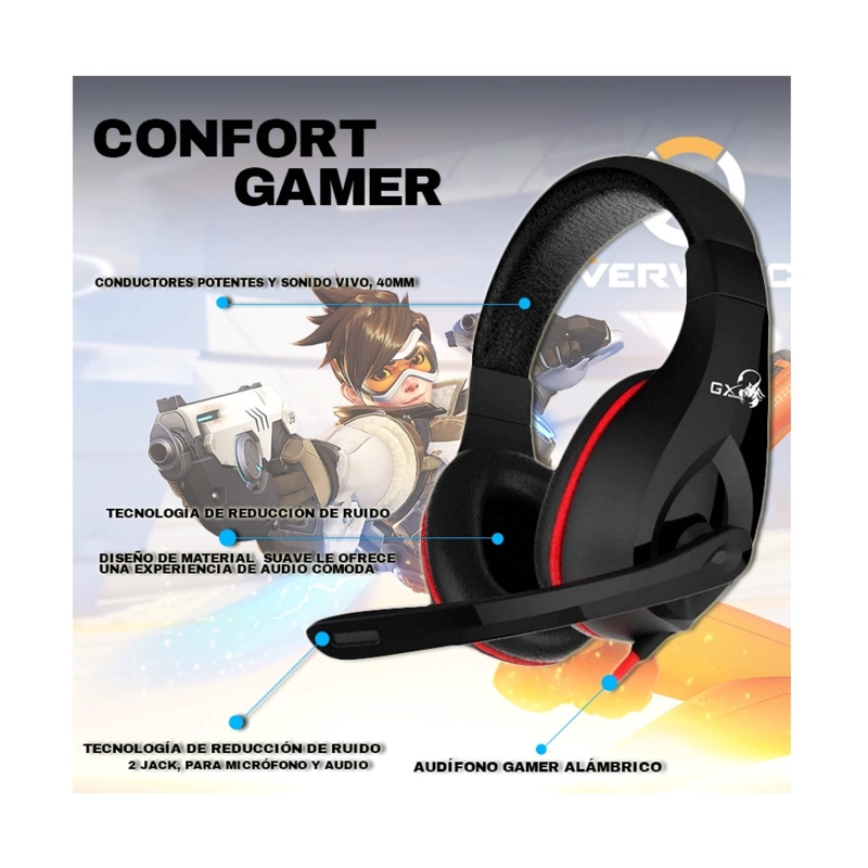AUDÍFONOS GAMER CABLE 2MT JACK 3.5 HEADSET HS-G560 GENIUS - 6