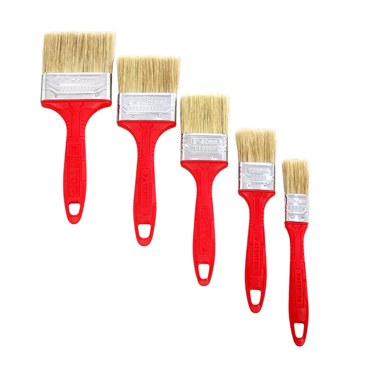 Set De 5 Brochas Con Mango De Madera, Brocha De Cerdas Planas, Brocha