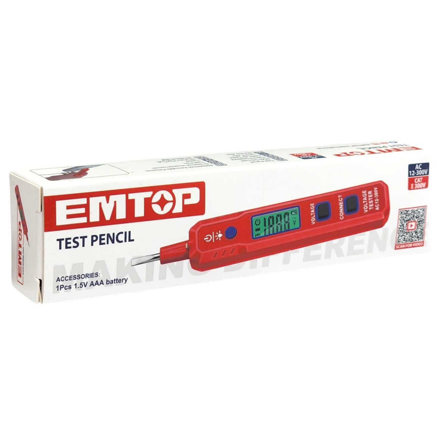 PROBADOR TESTER DIGITAL LAPIZ 12-300V EMTOP ETPL30021 - 7