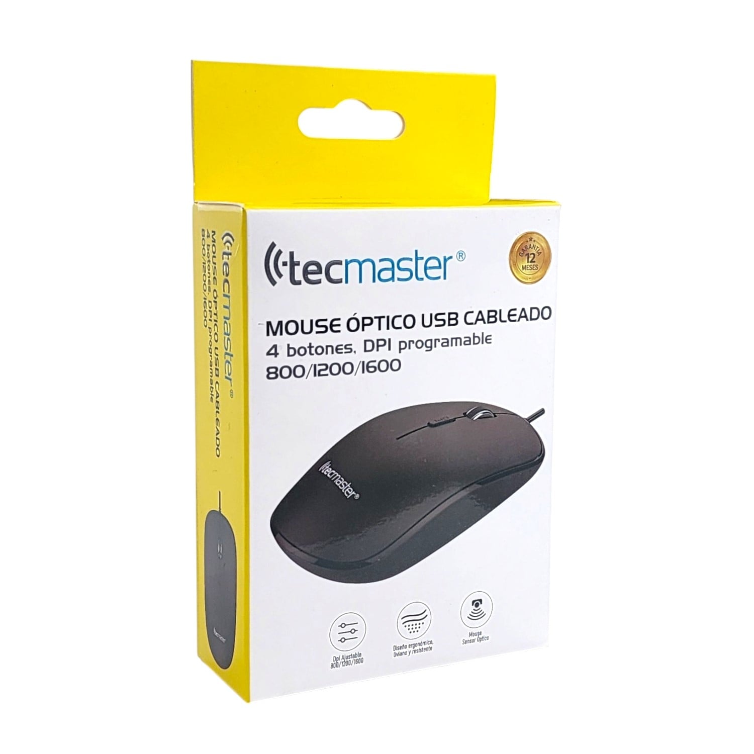 MOUSE ÓPTICO CON CABLE USB 1600 DPI TECMASTER NEGRO - 5