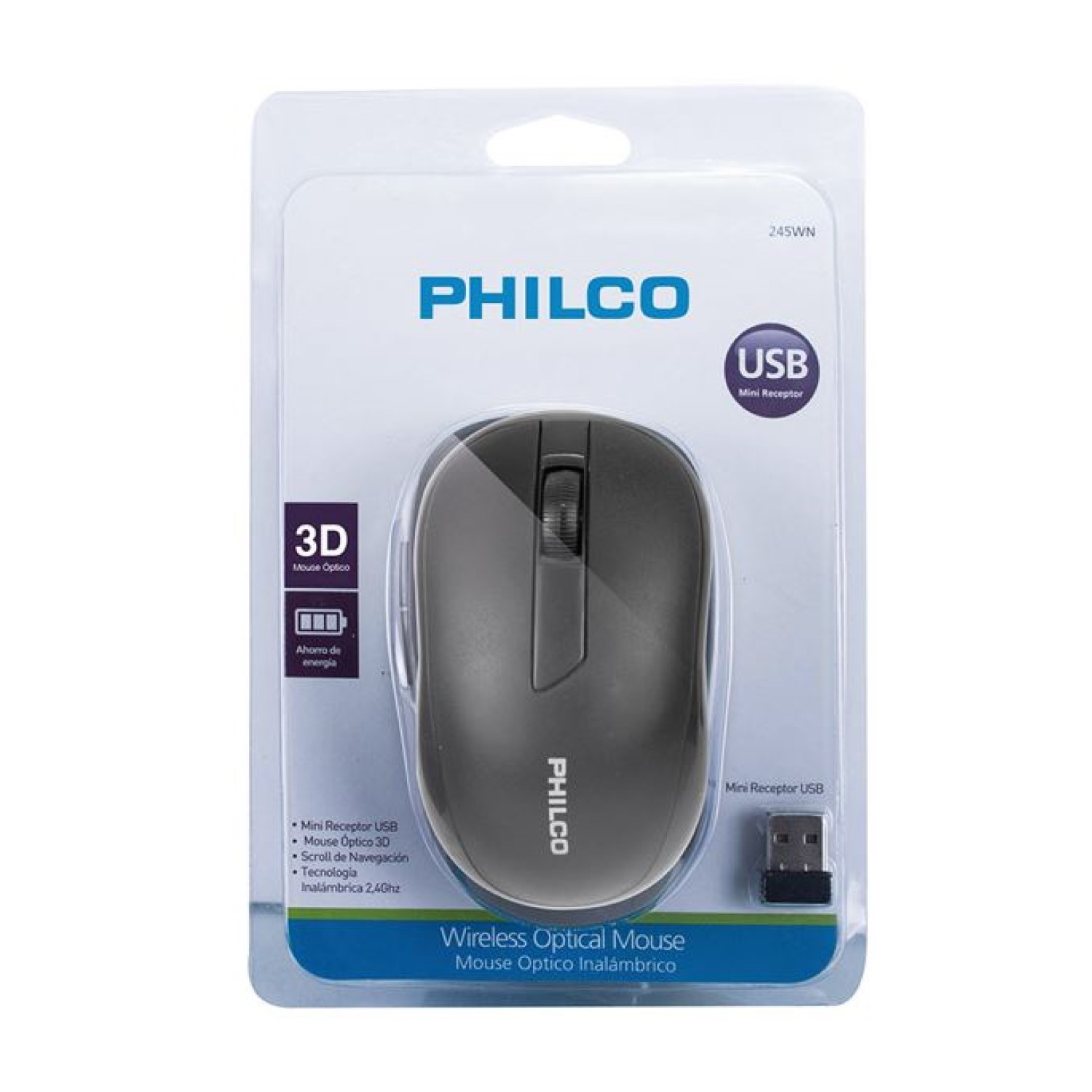 MOUSE ÓPTICO INALÁMBRICO 210WN NEGRO PHILCO - 2