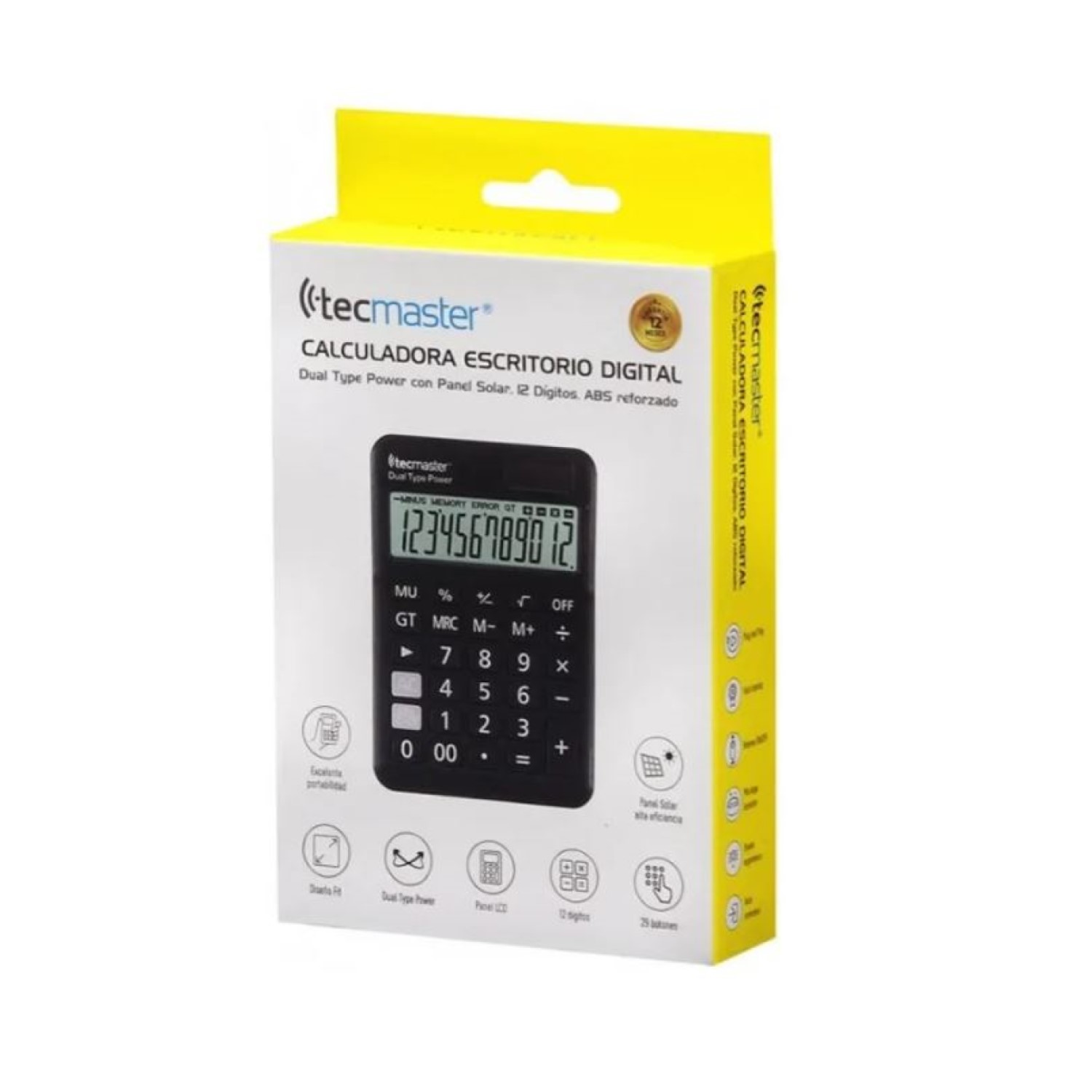 CALCULADORA CON PANEL SOLAR 12 DÍGITOS TECMASTER TM100558 - 4