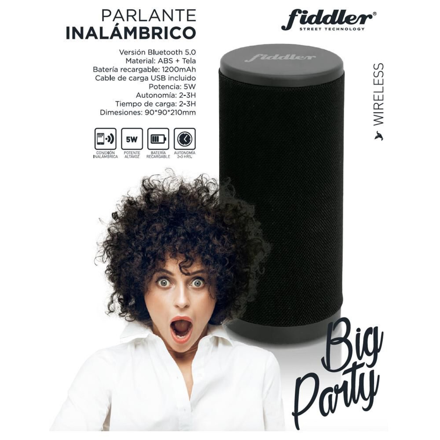 PARLANTE PORTÁTIL BT BIG PARTY FIDDLER FD3823 NEGRO - 2
