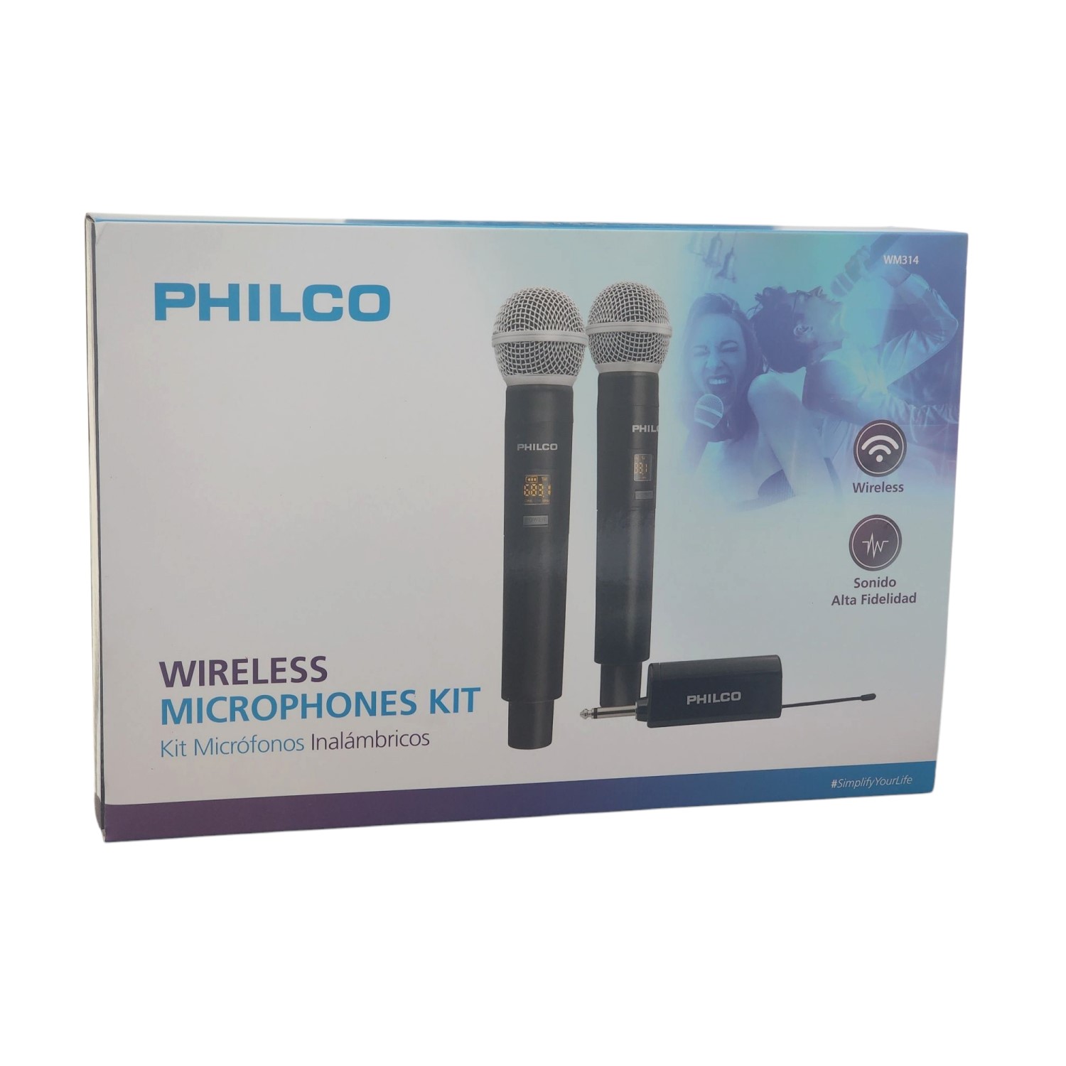 KIT MICRÓFONOS INALÁMBRICOS UHF PHILCO WM314 CON RECEPTOR - 5