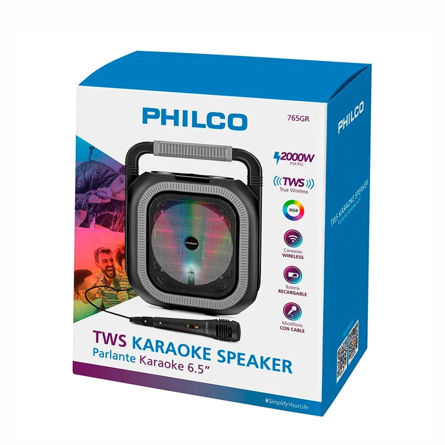 PARLANTE PORTÁTIL KARAOKE TWS 6.5' BT 765GR PHILCO - 4