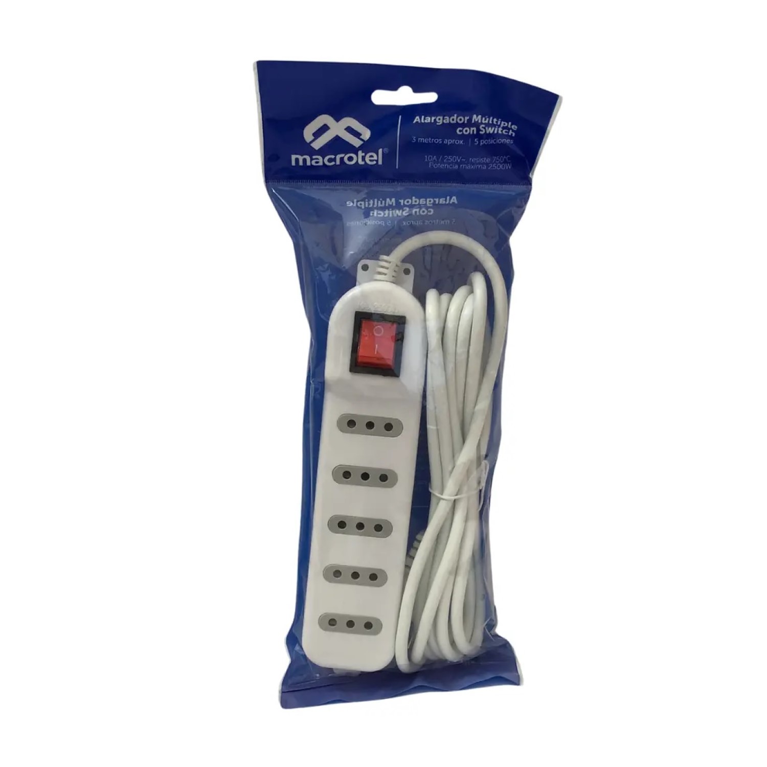 ALARGADOR CON PROTECCION 3MTS 5 POS ME-071W MACROTEL BLANCO - 3