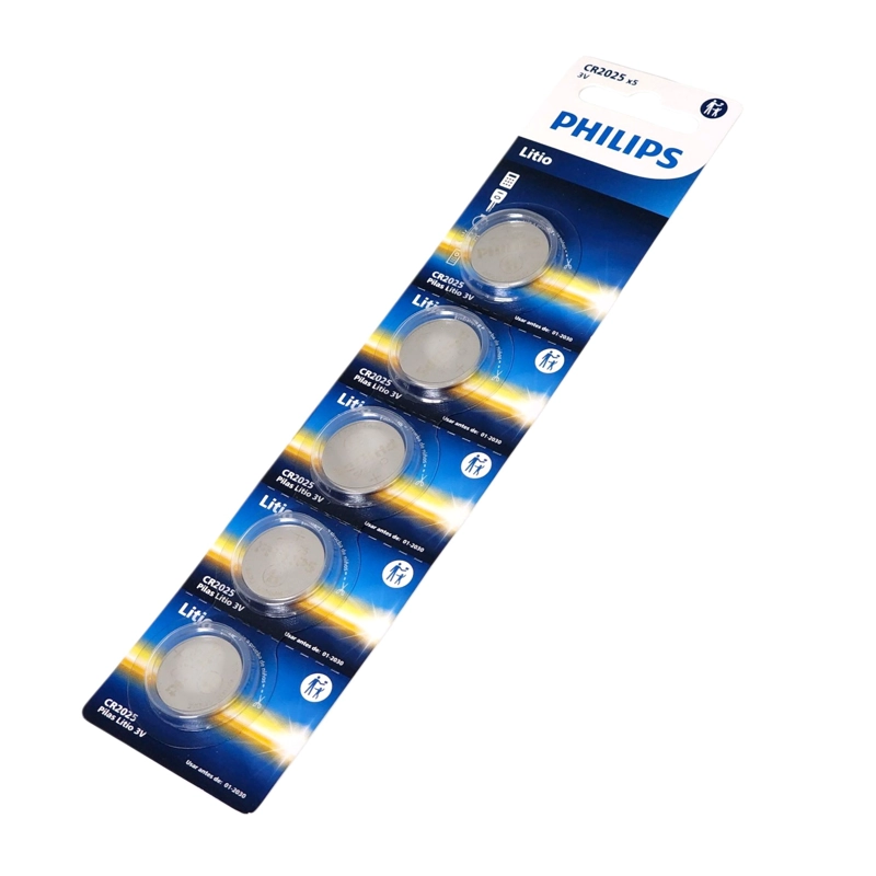 PACK 5 PILAS CR2025 3V TIPO BOTON LITIO PHILIPS - 4