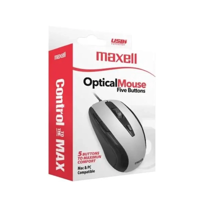 MOUSE OPTICO 5 BOTONES CON CABLE USB MOWR-105 MAXELL SILVER - 3