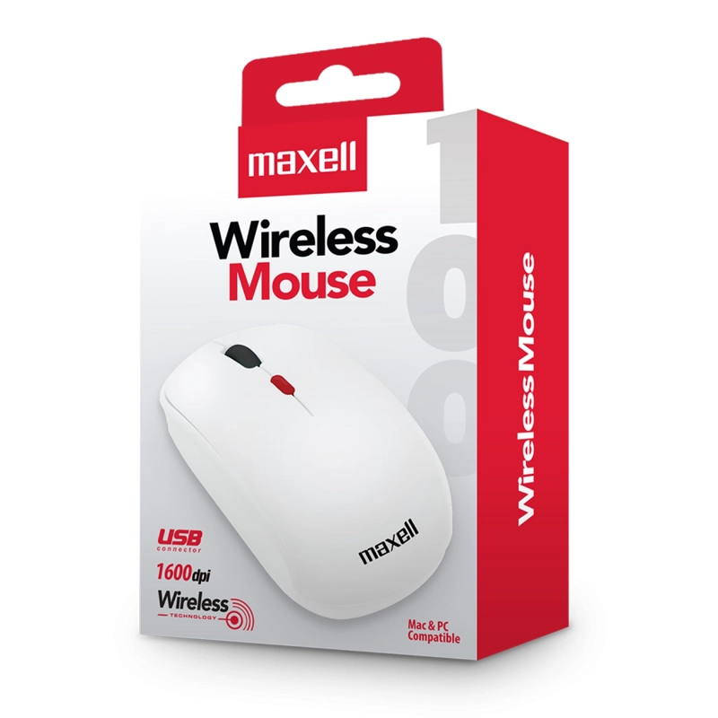 MOUSE INALAMBRICO ERGONOMICO 1600 DPI MOWL-100 MAXELL BLANCO - 3