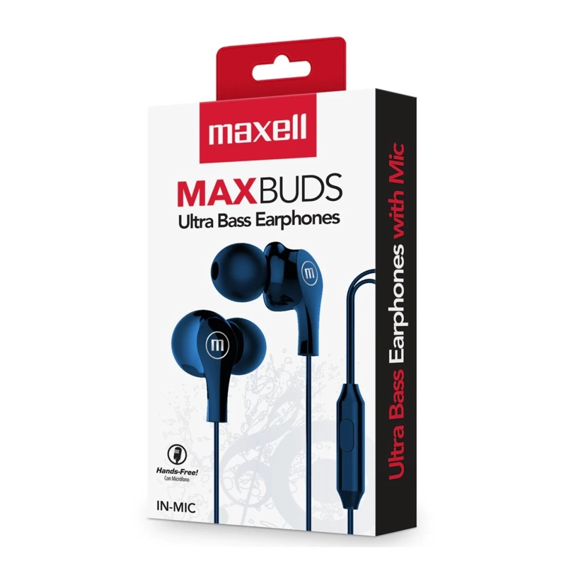 AUDIFONOS ULTRA BASS IN-MIC 3.5MM CON MICROFONO MAXELL AZUL - 3