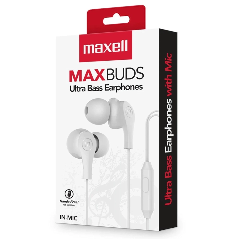AUDIFONOS ULTRA BASS IN-MIC 3.5MM CON MICROFONO MAXELL BLANCO - 3