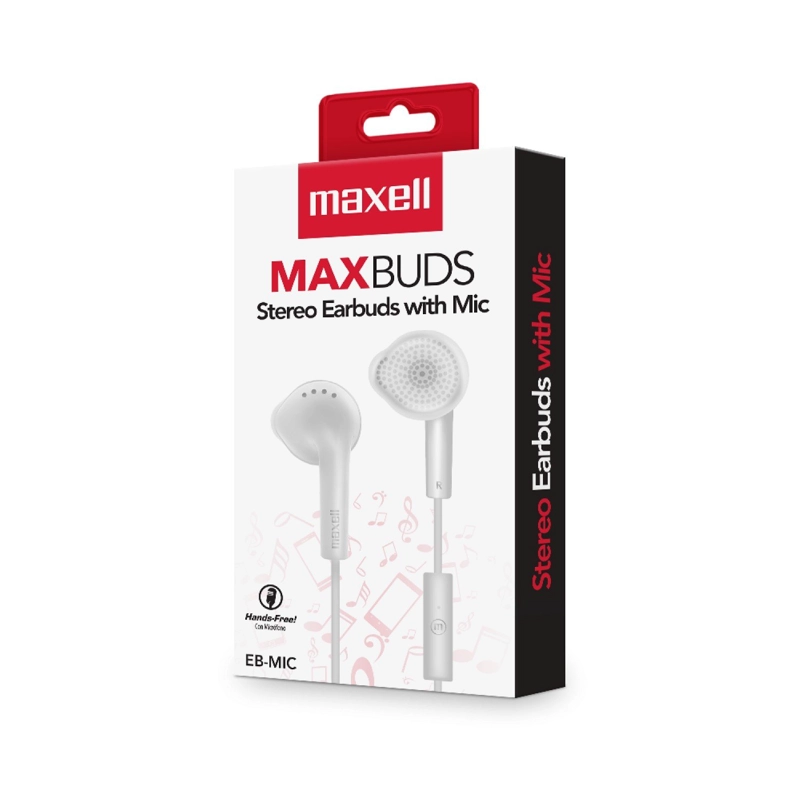 AUDIFONOS STEREO EARBUDS CON MIC EB-MIC 3.5MM MAXELL BLANCO - 3