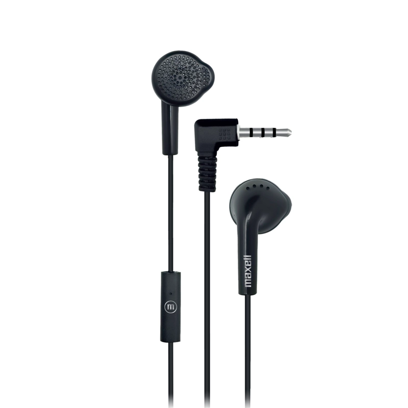 AUDIFONOS STEREO EARBUDS CON MIC EB-MIC 3.5MM MAXELL NEGRO - 1