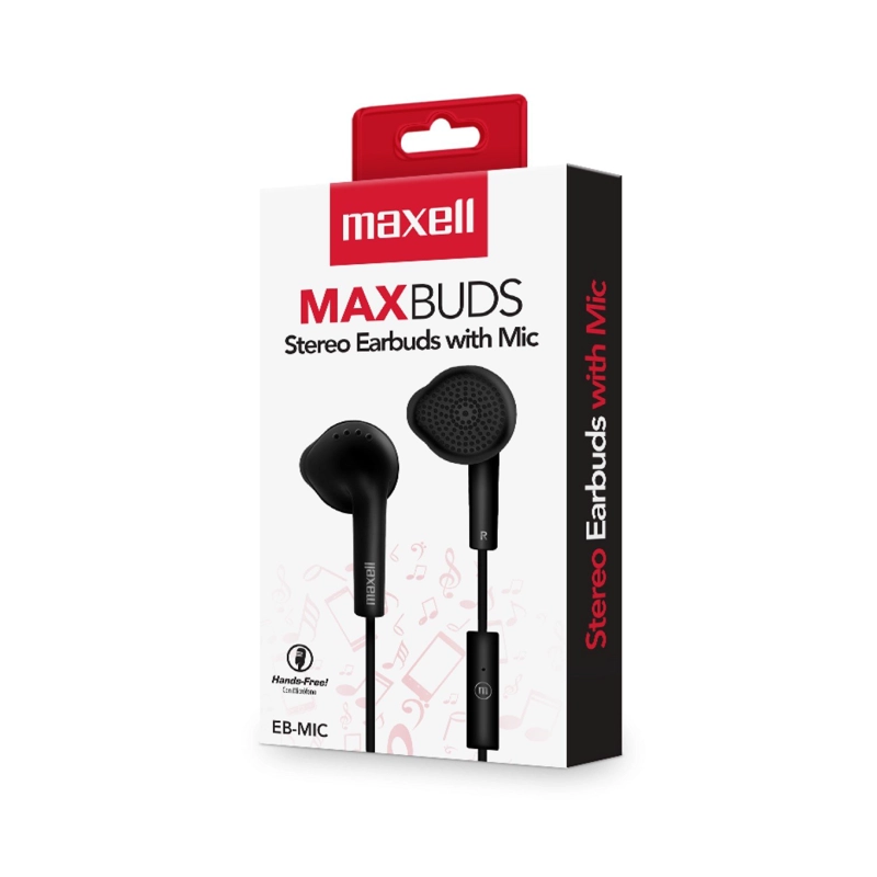 AUDIFONOS STEREO EARBUDS CON MIC EB-MIC 3.5MM MAXELL NEGRO - 3